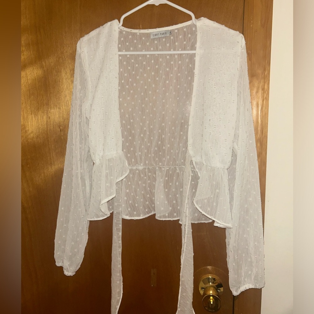White long sleeve shear shirt